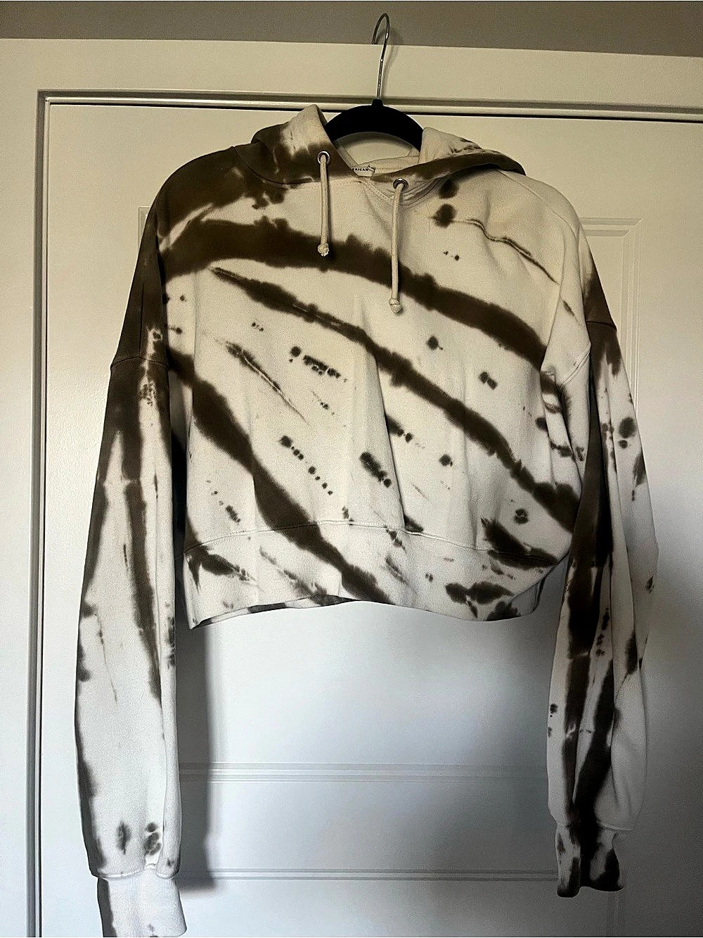 Good American Tie-Dye Cropped Hoodie in Brown & Cream Size 2 Like New